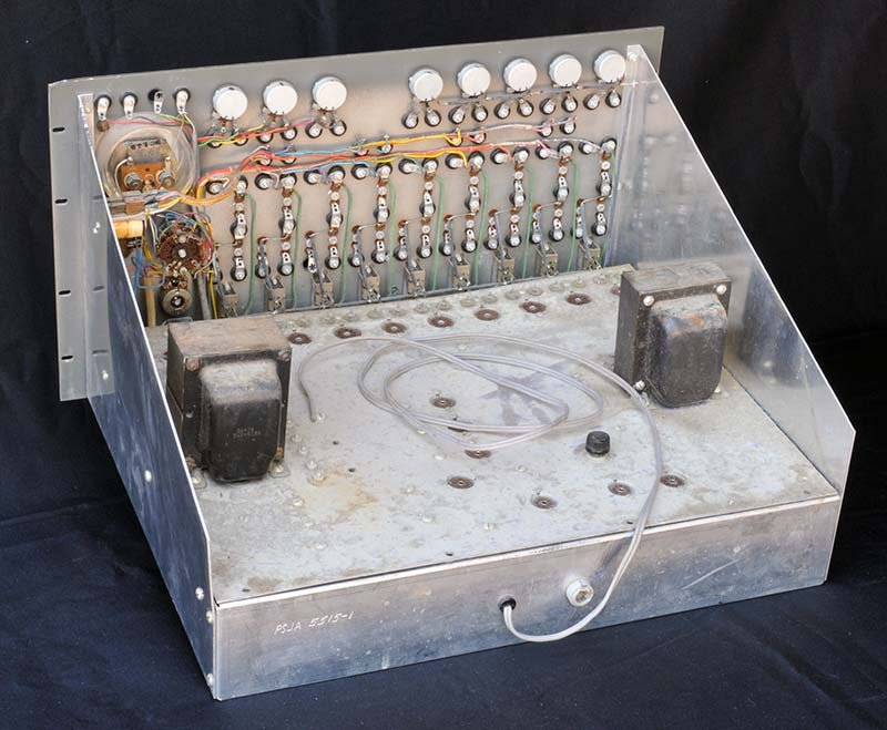 EC-1 interior before restoration — corroded chassis, degraded components throughout