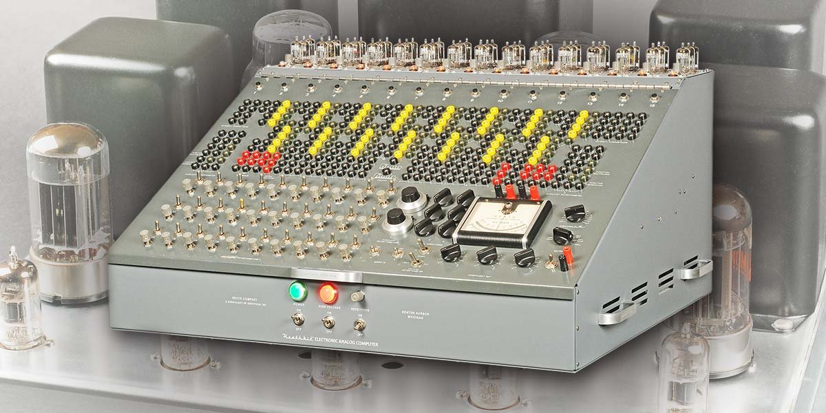 The Heathkit ES-400 fully assembled — 168 lbs, 45 tubes visible across the top